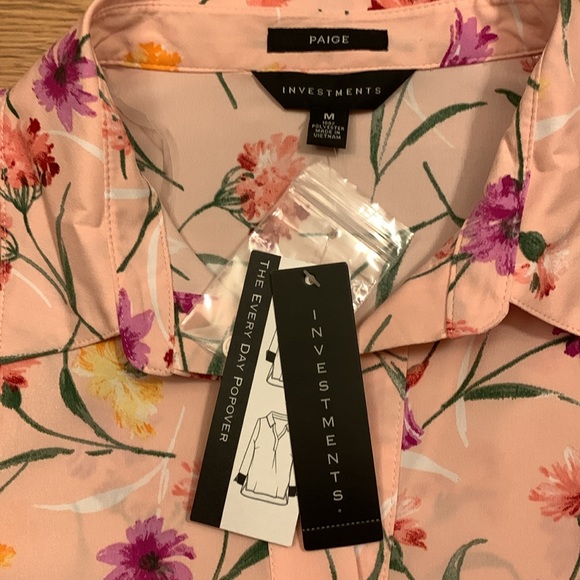 Paige Investments NWT Pink Floral Popover Blouse - Picture 11 of 13